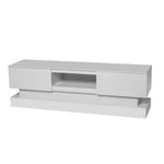 ZUN 63inch WHITE morden TV Stand with LED Lights,high glossy front TV Cabinet,can be assembled in Lounge 76387363