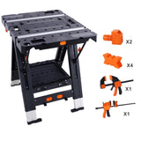 Portable Folding Work Table, 2-in-1 as Sawhorse & Workbench, Large Load Capacity with 2pcs Clamps 41944602
