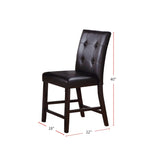 Leroux Upholstered Counter Height Chairs in Espresso Finish, Set of 2 SR011144