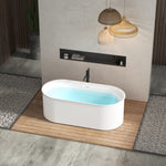 ZUN 67" Acrylic Freestanding Bathtub-Acrylic Soaking Tubs, Fluted style-Gloss White Freestanding Bathtub W2568P166155