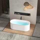 ZUN 67" Acrylic Freestanding Bathtub-Acrylic Soaking Tubs, Fluted style-Gloss White Freestanding Bathtub W2568P166155