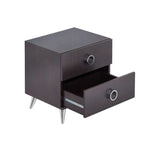 ZUN 2 Drawers MDF Nightstand with Plastic Legs, Espresso B016P253950