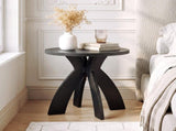 Round Side, 23.6 Inch Circular End with Curved Cross Legs, Melamine Laminated MDF Accent 72250906