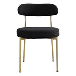 ZUN Boucle Upholstered Dining Chairs with Curved Backrest & Gold Metal Legs Set of 2, Black W2740P214382