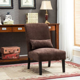 Pisano Contemporary Chenille Fabric Armless Accent Chair with Pillow, Chocolate T2574P164499