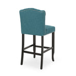 ZUN Vienna Contemporary Fabric Tufted Wingback 31 Inch Counter Stools, Set of 2, Teal and Dark Brown 64856.00T