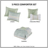 ZUN Full/Queen 5 Piece Seersucker Comforter Set with Throw Pillows B035128845