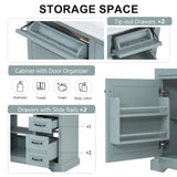 36" Bathroom Vanity with Sink, Ceramic Sink, 2 Tip-out Drawers, Soft Close Door Hinges, Grey N759P223021E
