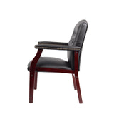 Leather Reception Guest Chairs W/Padded Seat and Arms Ergonomic Mid-Back Office Executive Side Chair W133356881