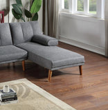 Blue Grey Polyfiber 1pc Adjustable Chaise Bed Living Room Solid wood Legs Plush Couch HS00F8516-ID-AHD
