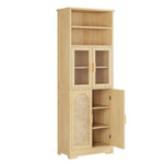 ZUN FCH 4 doors 6 layers with rattan surface Triamine board veneer 60*30*170cm display cabinet original 16373910