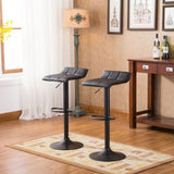 ZUN Belham Swivel Black Bonded Leather Adjustable Bar Stool, Set of 2 T2574P165093