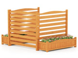 No-Dig Fir Wood Privacy Fence with Planter Boxes, 3-Panel AC Unit Screen for Outdoor Trash/Pool 03301084