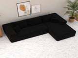 Black Modular Corduroy Sectional Sofa with Chaise Lounge, All-Foam Deep Seat Couch, Soft Wide-Wale 58476253