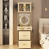 Small Vanity Desk with Mirror and LED Lights, Makeup Table with Charging Station and drawers and 80178219