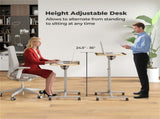 Adjustable Laptop Desk Cart, 24.5-36 Height & Tilt Angle Mobile Workstation with Lockable Wheels, 70898266