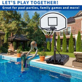 Portable Poolside Basketball Hoop Swimming Pool 3.1ft to 4.7ft Height-Adjustable Basketball System W1408P310194