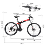 ZUN 26in High Carbon Steel 100kg 21 Speed Land Rover Shimano TX30 Folding Mountain Bike Black 66132359