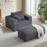 62.5-Inch Corduroy Sponge Sofa Lounge Chair with Removable footrest,No Assembly Required,Fluffy W834P206049