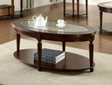 ZUN Transitional 1pc Coffee Table Dark Cherry Open Bottom Shelf Beveled Glass Top Turned Legs Living B011P144698