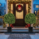 2PCS Set 22in Artificial Trees Natural Full Bodied Artificial Topiary Ball Plants for Outdoor Front 27579461