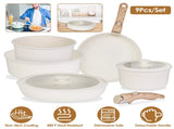 9Pcs Nonstick Cookware Set Kitchen Pots and Pans Set With Detachable Handles Tempered Glass Lids 85120583