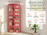 7-tier, 360&deg rotating wood-plastic composite shoe rack, 60*60*184cm, pink 24690720