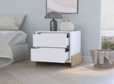 Ralston 2-Drawer Nightstand in White and Macadamia B062111736