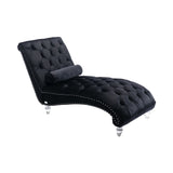 COOMORE Velvet Chaise Lounge Indoor,Button-Tufted Upholstered Chaise Lounge Chair with Pillow for W39538681