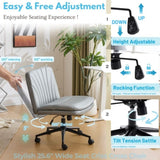 Criss Cross Chair with Wheels & pegs,Dual-Base Wide Armless Comfy Desk Chair Cross Legged,Adjustable 25100756