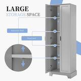 Storage Cabinet with Two Doors for Bathroom, Office, Adjustable Shelf, MDF Board, Grey N725P181207E