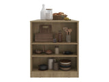 Lacour Kitchen Island, Kitchen Bar Table with 3-Side Shelves, Natural Oak B097P474294