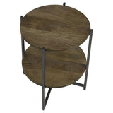 Natural and Gunmetal Accent Table with Bottom Shelf B062P153890