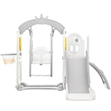 ZUN Toddler Slide and Swing Set 5 in 1, Kids Playground Climber Slide Playset with Basketball Hoop PP304159AAE