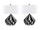 me Tri 28" Contemporary Metal Table Lamp in Matte Black Metal with White Linen Shade from Grandview B202P224044
