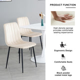 ZUN Indoor Velvet Dining Chair, Modern Dining Kitchen Chair with Cushion Seat Back Black Coated Metal W210125543