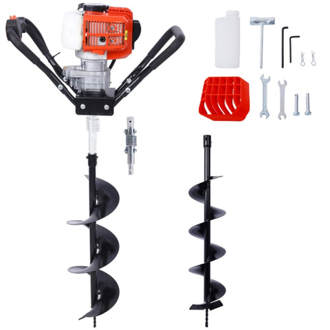 ZUN Post Hole Digger, 43cc Post Hole Digger, Gas Powered Earth Digger with 6&8" and absorber,Earth Auger W465109914