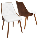 Gianna Mid-Century Modern Dining/Accent Chair in Walnut with White Faux Leather by LumiSource B202P223860