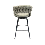 ZUN 28" Bar Chair Linen Woven Bar Stool Set of 2,Black legs Barstools No Adjustable Kitchen Island 10838002