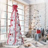7 FT Fully Decorated Pre-lit Christmas Tree, Pop Up Artificial Xmas Tree with 170 Warm Lights and 98384148