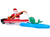 10FT Lighted Christmas Inflatable Decoration, Inflatable Santa Fishing on Boat, Funny Blow Up Yard 44666240