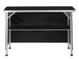 Portable Folding Bar Table with Shelf, Tradeshow Podium Table with Black Skirt and Carrying Bag, for 50301347