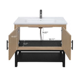 36" Bathroom Vanity White Ceramic Sink & Hot and Cold Faucet , Freestanding Bathroom Cabinet W688P224379