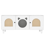 Furniture Style Cat Cabinet Cream white Cat litter box With Sisal scratching door Cat friendly N843P252373C