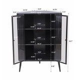 Modern 3-Tier Corner Storage Cabinet with Tempered Glass Doors, Removeable Shelves & Metal Frame W3122P272936