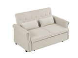 Artemax 55'' Modern Shiny Velvet Convertible Loveseat Sleeper Sofa Couch w/ 2 Lumbar Pillows, W668100738