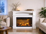 32" Electric Fireplace with Mantel & Shelf, 1400W Freestanding Heater with LED Log Flame & Remote 49165715