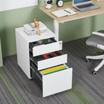 ZUN 3 Drawer Mobile File Cabinet with Lock Steel File Cabinet for Legal/Letter/A4/F4 Size, Fully 01877932