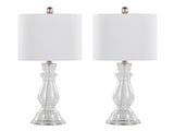 Bishop 24" Contemporary Glass Table Lamp in Clear Seeded Glass, Brushed Nickel and White Linen Shade B202P224033