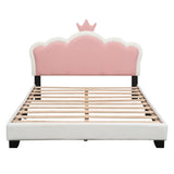 Full size Upholstered Princess Bed With Crown Headboard,Full Size Platform Bed with Headboard and N733P180808K